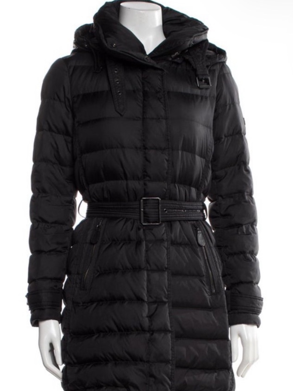 Burberry Womens Black Quilted Belted Down Puffer Coat